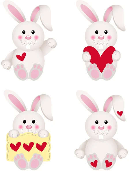 Lapin mignon avec coeur — Image vectorielle