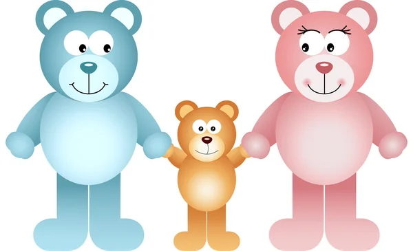 Gelukkig teddybeer familie — Stockvector