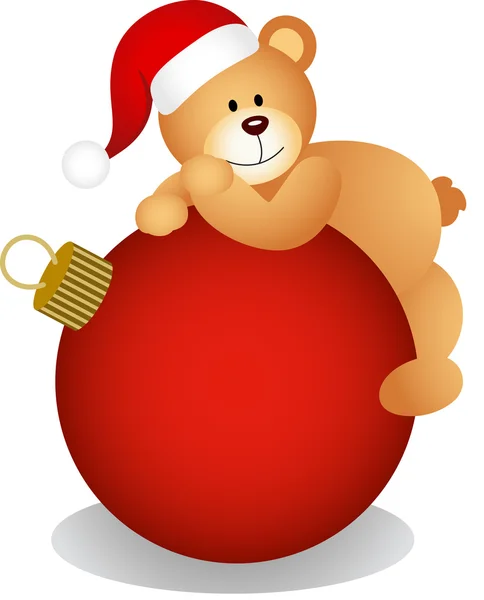 Teddy bear op Kerstmis bal — Stockvector