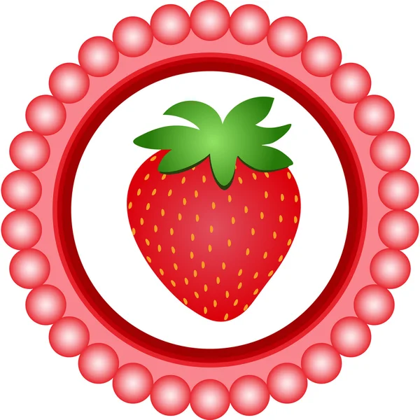 Strawberry rund etikett — Stock vektor