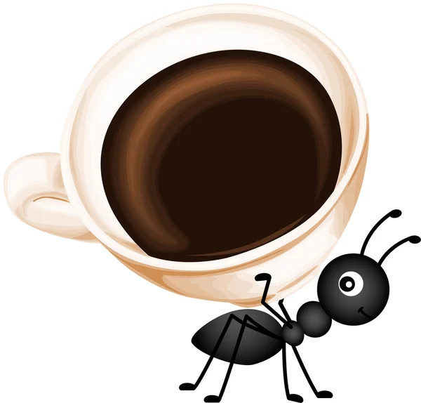 Ameise trägt eine Tasse Kaffee — Stockvektor
