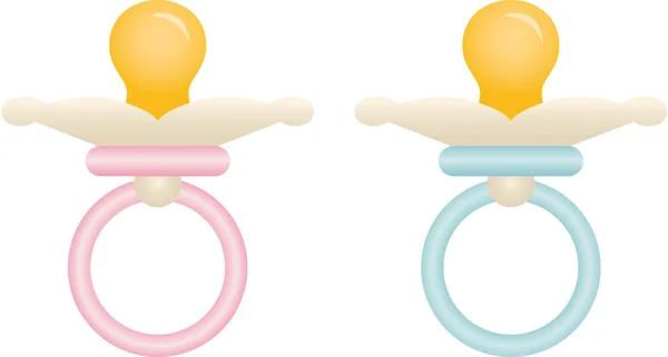 Pink and blue baby pacifiers — Stock Vector