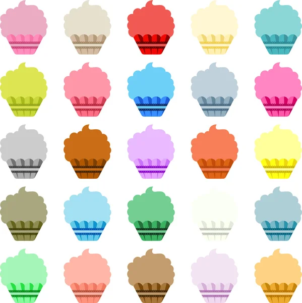 Kleurrijke etiketten vorm van cupcake — Stockvector