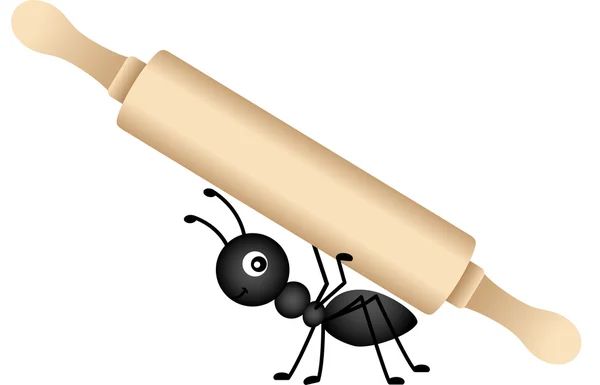 Ant carrying a rolling pin — Stok Vektör