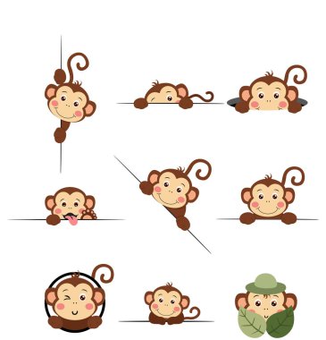 Dokuz Sevimli Bebek Maymun Dikizleme ve Oynama Seti