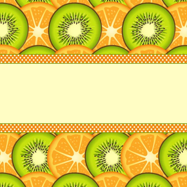 Fond de tranche orange et kiwi avec bannière vierge — Image vectorielle