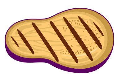 Perfectly Grilled Oval Slice of Purple Aubergine