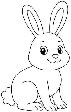 Outline of a Cute Smiling Bunny Rabbit