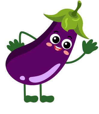 Mutlu Mor Patlıcan Dalgalanması Merhaba Çizgi Film Karakteri