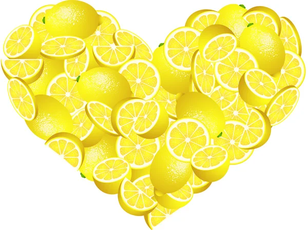 Coeur de citron en forme de — Image vectorielle