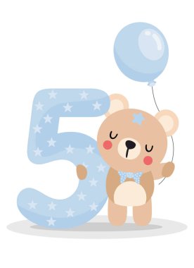 Sevimli Küçük Çocuğun Beşinci Doğum Günü Kutlama Tasarımı
