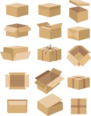 Muhtelif Karton Nakliye ve Depolama Kutuları Koleksiyonu