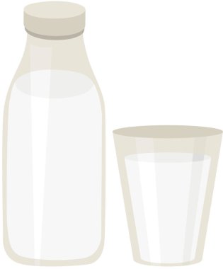 Tazeleyici Şişe ve bir bardak beyaz süt