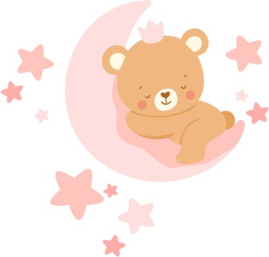 Tatlı Küçük Ayı Prenses Hilal Ay 'da Uyuyor