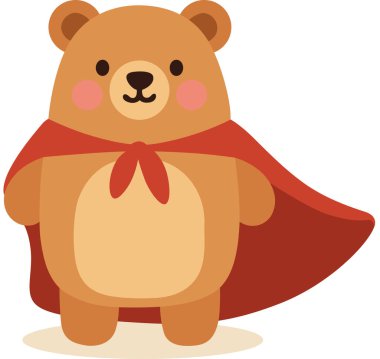 Kırmızı bir pelerin giyen Cesur Kahverengi Ayı