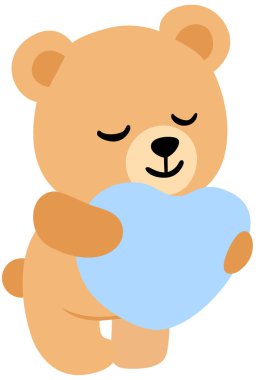 Sweet Little Bear Hugging a Blue Heart