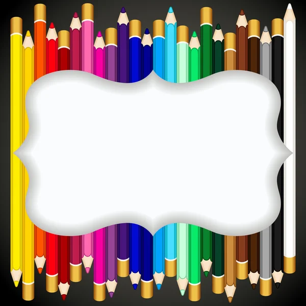 Crayons de couleur fond avec bannière vierge — Image vectorielle