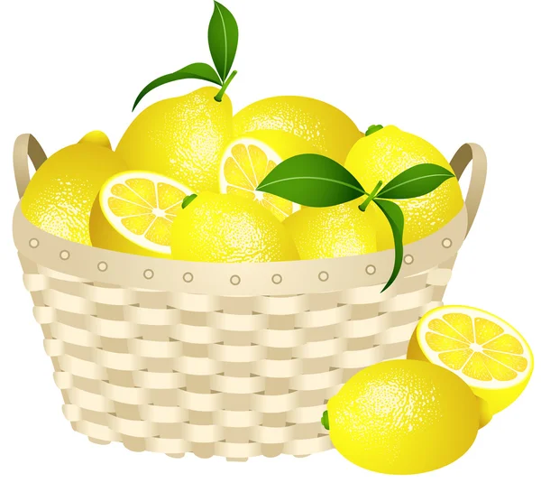 Lemon dalam keranjang - Stok Vektor