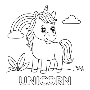 Gökkuşağının Altında Duran Sihirli Çizgi Film Tekboynuzu