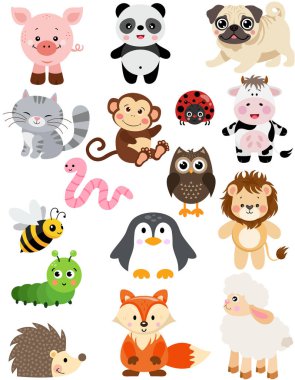 Sevimli Hayvan Karakteri Koleksiyonu Çizimi