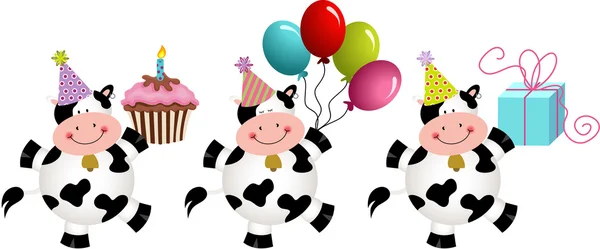 Cumpleaños vacas divertidas — Vector de stock
