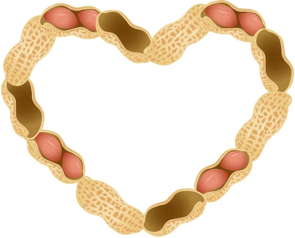 Ram av jordnötter bildar i hjärtat — Stock vektor