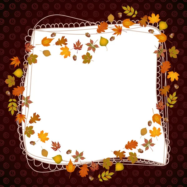 Heart frame shaped autumn leaves — Stock Vector