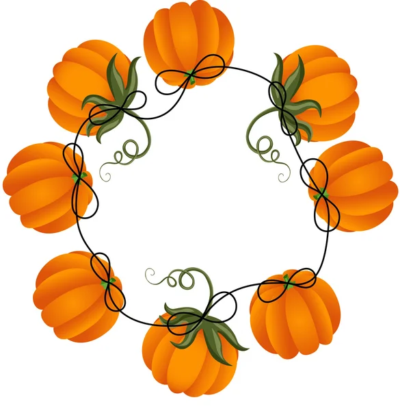 Circular frame with pumpkins — Stock Vector
