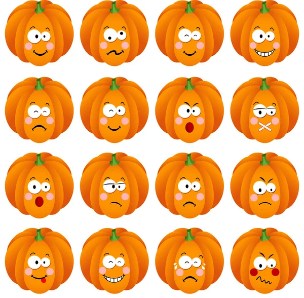 Pumpkin with feature a different expression — Stock Vector