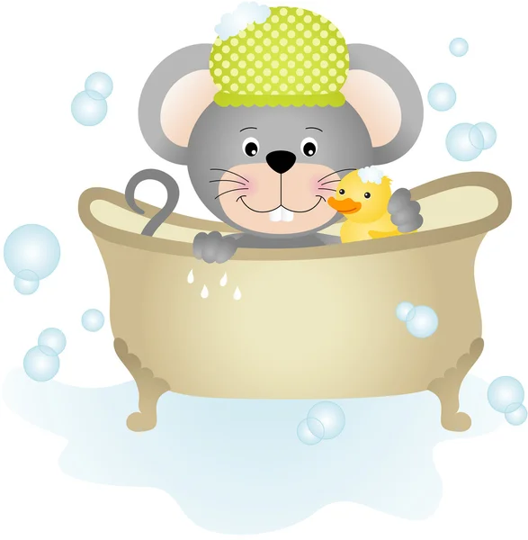 Maus badet — Stockvektor