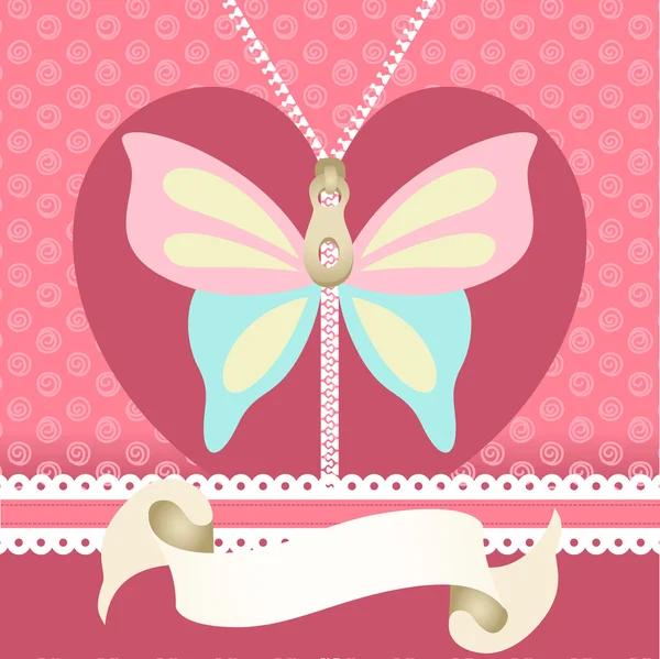 Romantische achtergrond met vlinder illustratie — Stockvector
