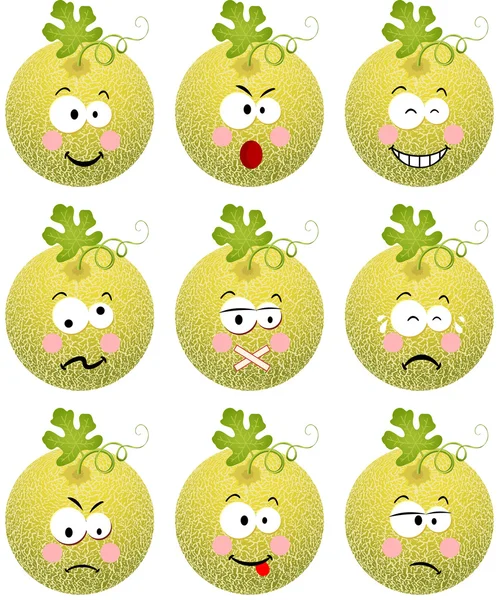 Melón melón con una expresión diferente — Archivo Imágenes Vectoriales