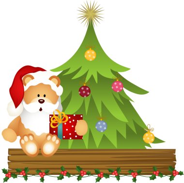 Oyuncak ayı Noel Baba Noel hediye ile