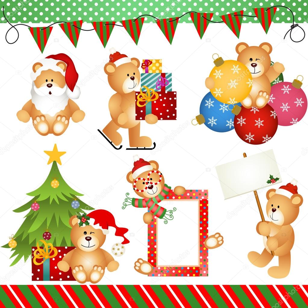 Christmas Teddy Bear Clipart Digital