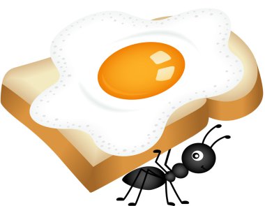 Sandviç kızarmış yumurta dan taşıyan karınca