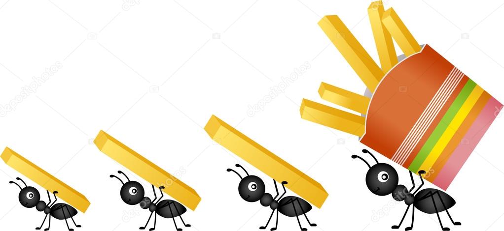 Ants carrying french fries
