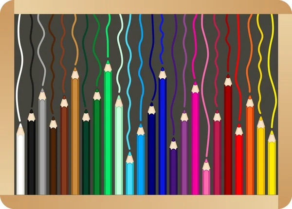 Crayons de couleur sur le conseil scolaire — Image vectorielle