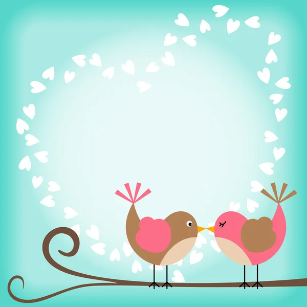 Casal aves scrapbook layout com coração —  Vetores de Stock