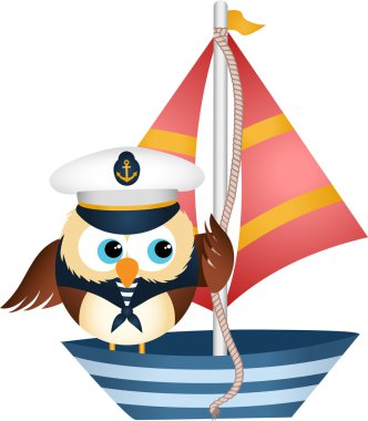 Bir tekne içinde denizci baykuş