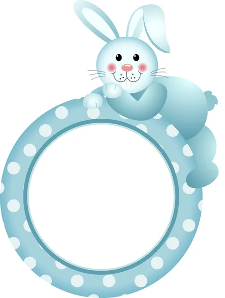 Babyjongen ronde frame bunny — Stockvector