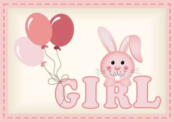 婴儿小兔子和词女孩与气球 — 图库矢量图片