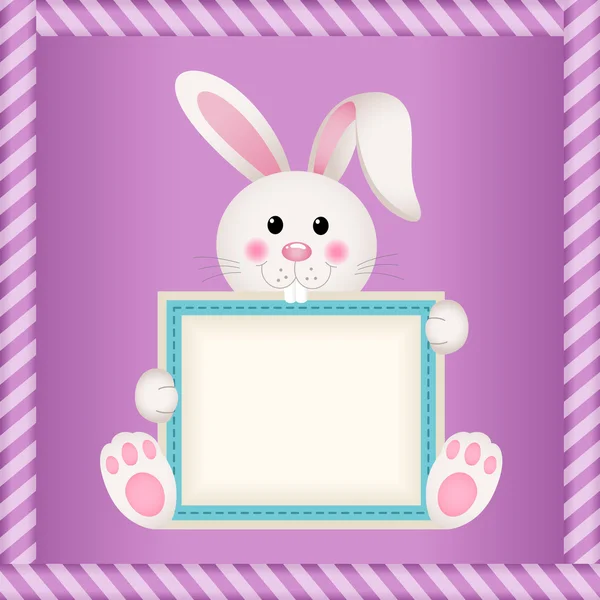 Mignon lapin tenant étiquette vierge — Image vectorielle