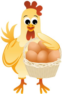 Anne tavuk yumurta bir sepet holding