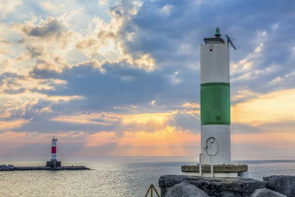 Luzes portuárias - Kenosha Wisconsin — Fotografia de Stock