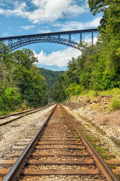 Järnvägen och big bro — Stockfoto