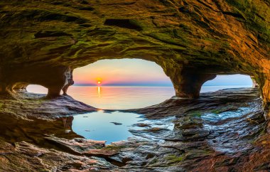 Sunset Sea Cave clipart