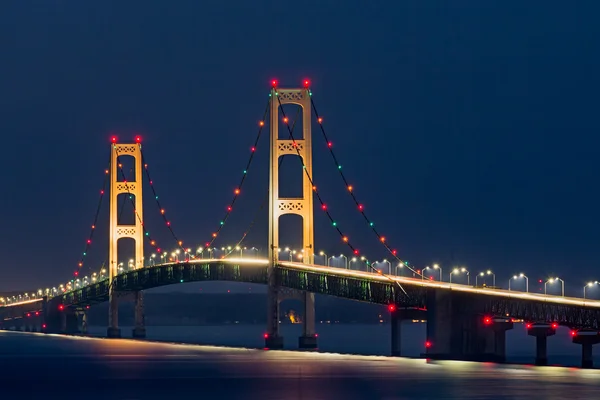 Mackinac köprü ışıklar — Stok fotoğraf