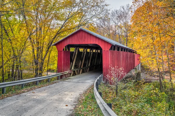 Pine Bluff overdekte brug herfst — Stockfoto