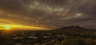 Altın saat Arizona manzara, Scottsdale, Phoenix bölgesinde, ABD