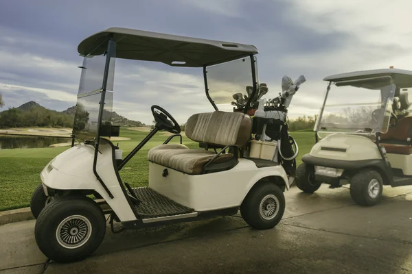 18th hole Golf Carts at golf course resort — Stock Photo, Image